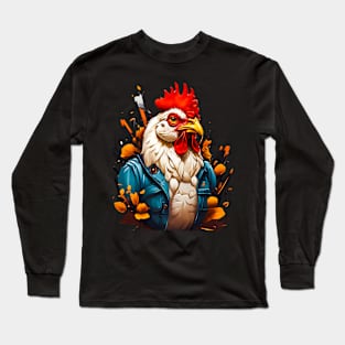 Rooster In The Jacket Illustration! Long Sleeve T-Shirt